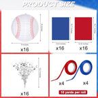 72 Pieces Baseball Paper Lanterns Centerpieces Decorations 8'' Lanterns Table Centerpieces with Metallic Foil Centerpiece Wrapping Paper and Ribbons for Baseball Birthday Party (72 PCS, Baseball) - Image 2