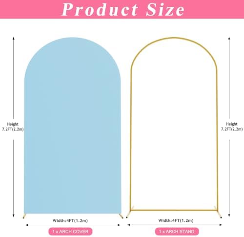 Arch Backdrop Stand and Cover Set, 7.2ft Arch Stand with Dusty Blue Cover - Image 2