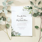 Canopy Street Personalized Greenery Script Invitations / 25 Custom Modern Wedding Invites With White Envelopes / 5" x 7" Flat Watercolor Botanical Party Invite/Made In The USA - Image 3