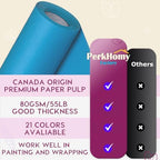 PerkHomy 36" x 2,400" (200') Lake Blue Kraft Paper Roll for Craft Bulletin Board Paper Art Table Covering Crafting Gift Wrapping Bouquet Packing Parcel 80GSM 55LB (Lake Blue, 36" x 200') - Image 3