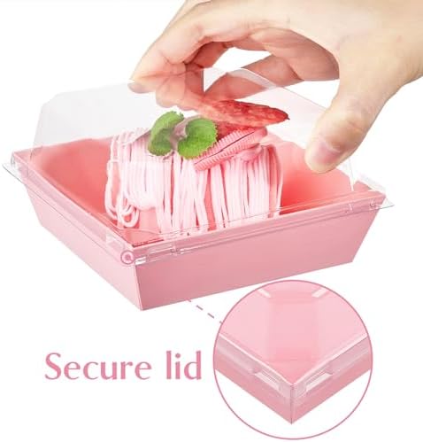Ocmoiy Small Charcuterie Boxes with Clear Lids, 4 Inches, 100 Pack, Pink - Image 3