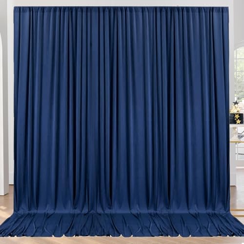 10ft x 10ft Wrinkle Free Navy Blue Backdrop Curtains Panels, 2 Panels 5x10ft Silky Polyester Photo Backdrop Drapes for Birthday Wedding Party Graduation Photography Background by ENJOYYOURPARTY