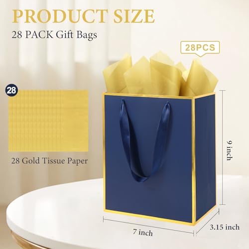 Addblu 28 Pack Bulk Luxury Gift Bags with Handles & 28 Tissue Papers - Image 2