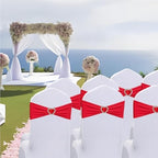 Red Chair Sashes for Wedding 50 Pack Spandex Red Sashes for Chairs Covers Stretch Chair Sahes Band with Heart Buckle Slider Universal Wedding Sashes Bows for Banquet Party Decorations - Image 6