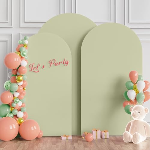 Wokceer Arch Backdrop Cover Sage Green Cover Stretchy 7.2FT,6.6FT,6FT - Image 3