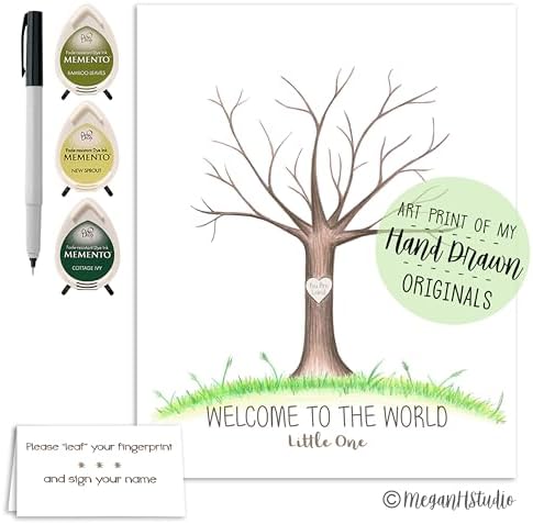 Neutral Baby Shower Fingerprint Tree Set Guestbook Alternative, 8.5x11" - Image 3