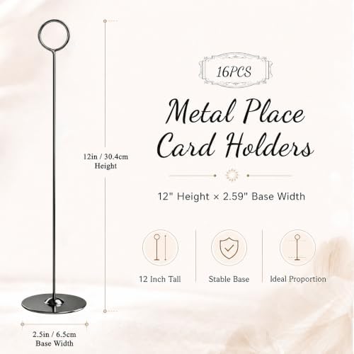 Urban Deco 36PK Table Number Holders Place Card Holders 12 Inch Table Card Holders Steel Card Holders for Photos, Food Signs, Memo Notes, Weddings, Restaurants, Birthdays (Black 36PK) - Image 2