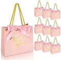 EQOREIIN 100 Pack Small Thank You Gift Bags with Handles & Ribbon, Pink by EQOREIIN