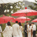 Koyal Wholesale 32" Red Paper Parasol Umbrella 4 Pack, Large Paper Umbrella Bulk, Paper Parasol Wedding Umbrellas, Red Parasol Umbrella Bridal Party Decor Photo Props, Sun Parasols for Shade - Image 4