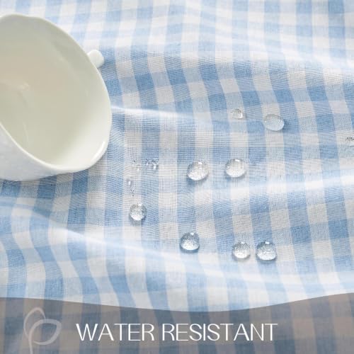 Romanstile Gingham Ruffled Tablecloth Rectangle, 60 x 120 Inch, Light Blue - Image 4