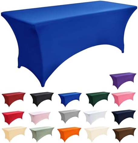 10-Pack 6ft Spandex Table Covers for Rectangle Standard Folding Tables - Wrinkle Resistant Stretch Tablecloths - Ultimate Fitted Table Protector for Parties, Banquet, Wedding - Image 3