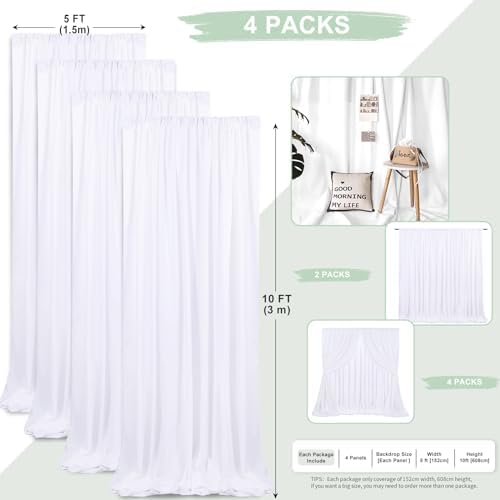 White Backdrop Curtains 20ftx10ft Wedding Polyester Photo Drapes - Image 3