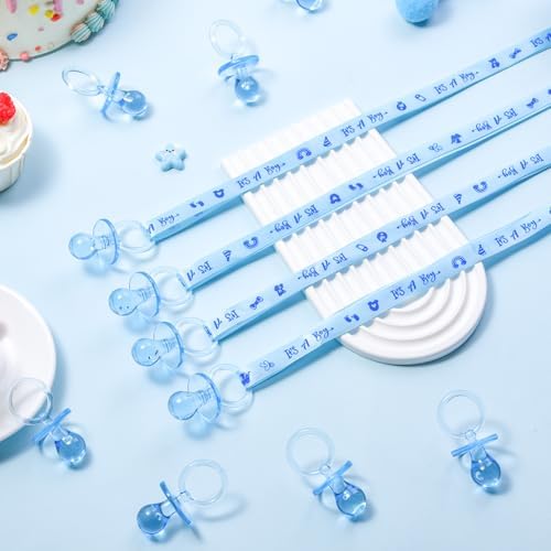 100 Pieces Baby Shower Pacifiers Necklace, Cute Acrylic Pacifier Necklaces for Chupones para Baby Shower Games Charm, Party Favors, Decorations DIY, Gender Reveal Table Scatter(Blue) - Image 4