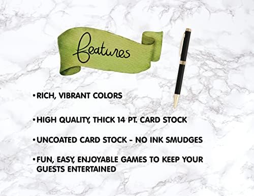 All Ewired Up 150 Piece Minimalist Baby Shower Games for 50 Guests, Trivia, Predictions & Advice, Word Scramble, Thick Card Stock - Image 6
