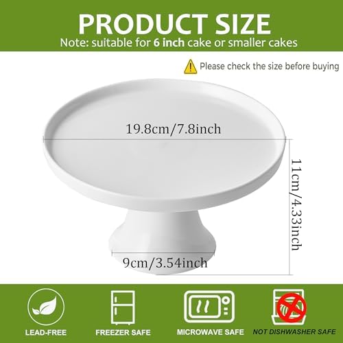 7.8" White Small Cake Stand Ceramic Cake Holder Round Dessert Stand for Cupcake Cookie Pie Muffin Fruit, Cake Plate for Party Wedding Birthday Baby Shower, DIY Decorative Display Pedestal Stand Tray - Image 3