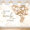 MEHOFOND 10x7ft Bear Baby Shower Backdrop We Can Bearly Wait Baby Shower Party Decorations for Boy Hot Airs Balloons Watercolors Clouds Stars Photography Background Newborn Photo Booth Props (Brown) by MEHOFOND