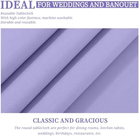Showgeous 120 Inch Lavender Round Tablecloths, Polyester Table Covers - Image 5