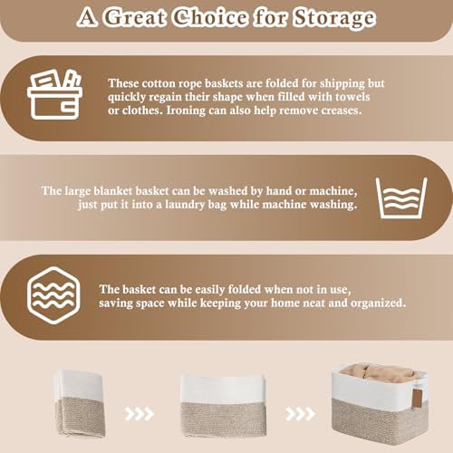 Goodpick 50L Large Woven Rope Storage Basket, Rectangle, Brown - Image 7