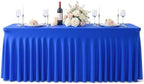 Royal Blue Table Cloth for 6 Foot Rectangle Tables Fitted Stretch Spandex Table Cover with Skirt 6ft Baby Shower Birthday Party Banquet Ruffle Tablecloth Wedding Table Cloths Desk Skirt - Image 5