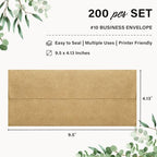 200 Pack #10 Kraft Paper Envelopes Letter Size Self Seal Business Envelopes - Image 2