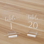 Clear Acrylic Wedding Table Numbers 1-20 with Stand- 20 Pack 4x6 Inch Acrylic Clear Table Number Signs Printed Calligraphy Font for Wedding, Event& Party - Image 6