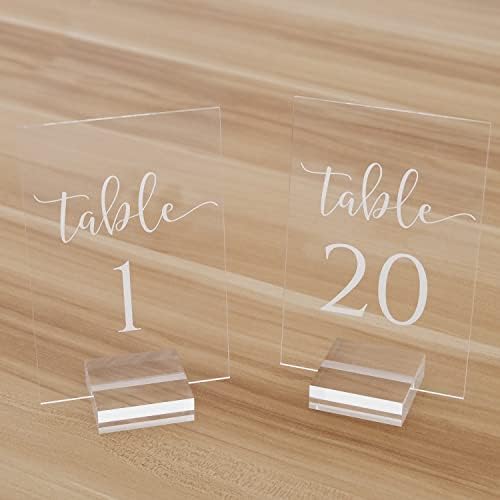 Clear Acrylic Wedding Table Numbers 1-20 with Stand- 20 Pack 4x6 Inch Acrylic Clear Table Number Signs Printed Calligraphy Font for Wedding, Event& Party - Image 6