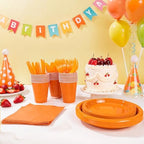 MirthMood 350PCS Orange Plastic Plates,Orange Disposable Plates Set - Image 6