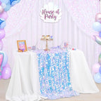 QueenDream Iridescent White Tablecloth Sequin Fabric: 51x47 Inch Payette Glitter Table Cloth for Little Mermaid Birthday Decorations - Image 2