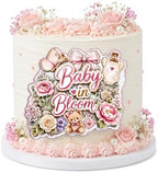 Baby in Bloom Cake Topper | Baby Shower Centerpiece Decoration | Floral Sign | Pink BBY in Bloom Party Decor - Image 3