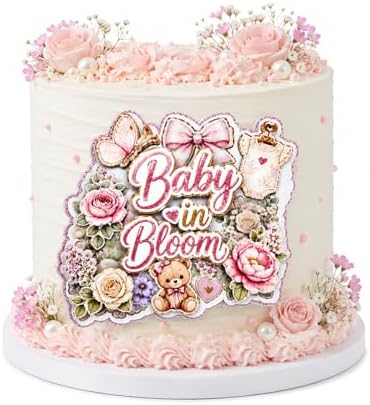 Baby in Bloom Cake Topper | Baby Shower Centerpiece Decoration | Floral Sign | Pink BBY in Bloom Party Decor - Image 3