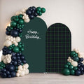Set of 2 Arch Backdrop Cover Tartan Plaid Baby Shower Stretchy Arch Frame Cover for Bear Theme Boys Birthday Party Fiesta Decorations (7.2ft & 6ft,Green) by afoloa