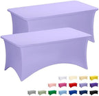 Fixwal 2 Pack 6FT Lavender Tablecloth Rectangle Spandex Fitted Table Cover by Fixwal