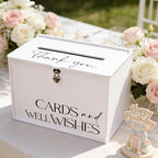 Valband Extra Large Card Box with Lock, Elegant White Wedding Card Boxes for Reception Monetary Envelope, Big Gift Cards Box Holder for Party Engagement Bridal Baby Shower Graudation Table Decor - Image 4