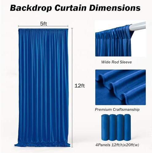 20x12 ft Royal Blue Backdrop Curtains for Weddings, Birthdays and Photos - Image 6