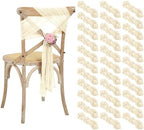 50 PCS Cheesecloth Chair Sashes Bows Wedding Aisle Decorations Chair Ribbon Ties Back Sash for Wedding Party Events Banquet Chair Cover Decoration (Ivory) by Lumaycens