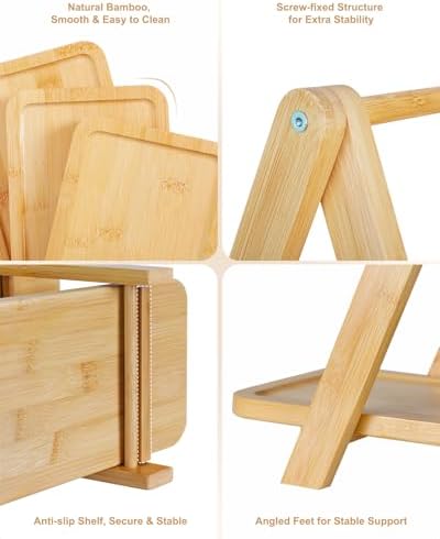 Jotsport Natural Bamboo 3-Tier Serving Tray Foldable Cupcake Stand - Image 4