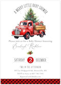 Red Truck and Christmas Tree Baby Shower Invitation, A Merry Little Baby Shower by Handmade