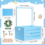 Barydat Wooden Baby Shower Crate Closet Baskets for Baby Shower, Blue - Image 2