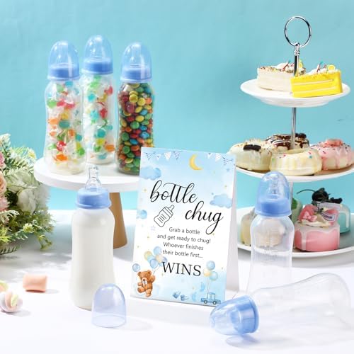 Trelaco 12 Pcs Baby Shower Bottle Chug Game, Bear, Blue - Image 4
