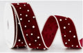 Yunlly 2 Pack Burgundy Velvet Wired Ribbon with Pearl Edge 2.5 Inch 10 Yard by Yunlly