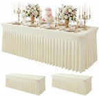 2Pack Beige Spandex Tablecloth for 8FT Rectangle Table,Table Skirt by Baoszty