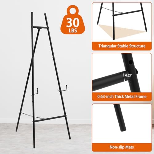 Heavy Duty Large Easel Stand for Mirror Display Wedding Sign(Black 47'') - Image 3