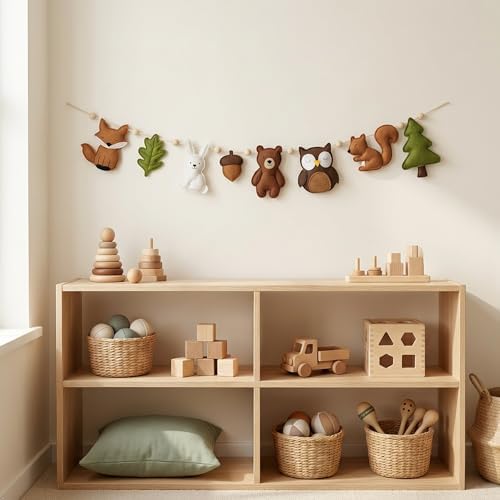 Handcrafted Woodland Felt Garland 48 Inches (4 Feet) - Woodland Nursery Wall Decor, Woodland Nursery Decor, Woodland Baby Shower or Woodland Party Decorations - Image 4