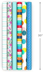 Hallmark Wrapping Paper Rolls for Graduation, Birthday, Wedding, Baby Shower - Flowers, Polka Dots, Happily Ever After Gift Wrap (Set of 6 Assorted Rolls: 180 sq. ft. ttl.) - Image 3
