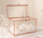Glass Wedding Card Box with Slot, 10.2 inch Large Clear Card Box for Wedding Receptions, Rose Gold Gift Card Storage Box for Baby Shower, Birthday Party, Bridal Shower - Image 5