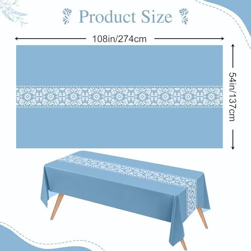 Cielito Lindo Mexican Tablecloth, 54×108 Inch, Blue, 8 Pcs - Image 2