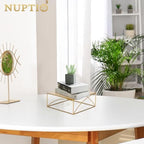 NUPTIO Gold Square Cake Stand, 10 Inch Metal Cupcake Holder - Image 3