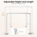 10ft x 10ft x 10ft Adjustable 4 Post Hardware Kit, Heavy Duty Backdrop Canopy Kit, Outdoor Wedding Arch Backdrop Stand for Party Birthday Ceremony Event Decorations, Silver - Image 6
