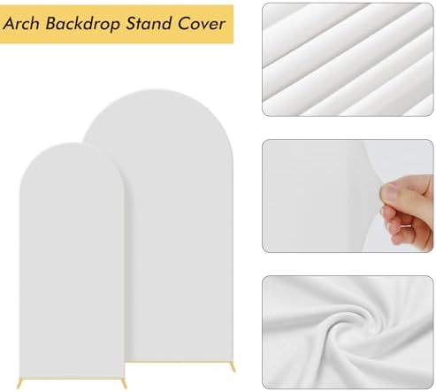 Gawicpy Wedding Arch Backdrop Stand Set Metal Arch Backdrop Stand with Wedding Arch Cover, Wedding Balloon Arch Backdrop Stand for Birthday, Baby Shower, Anniversary (White, 5.9FT+7.2FT) - Image 5