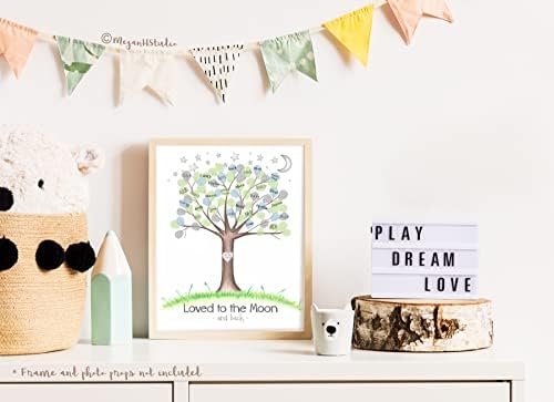 Baby Boy Loved to the Moon and Back Fingerprint Tree, 8.5x11 Inch - Image 7
